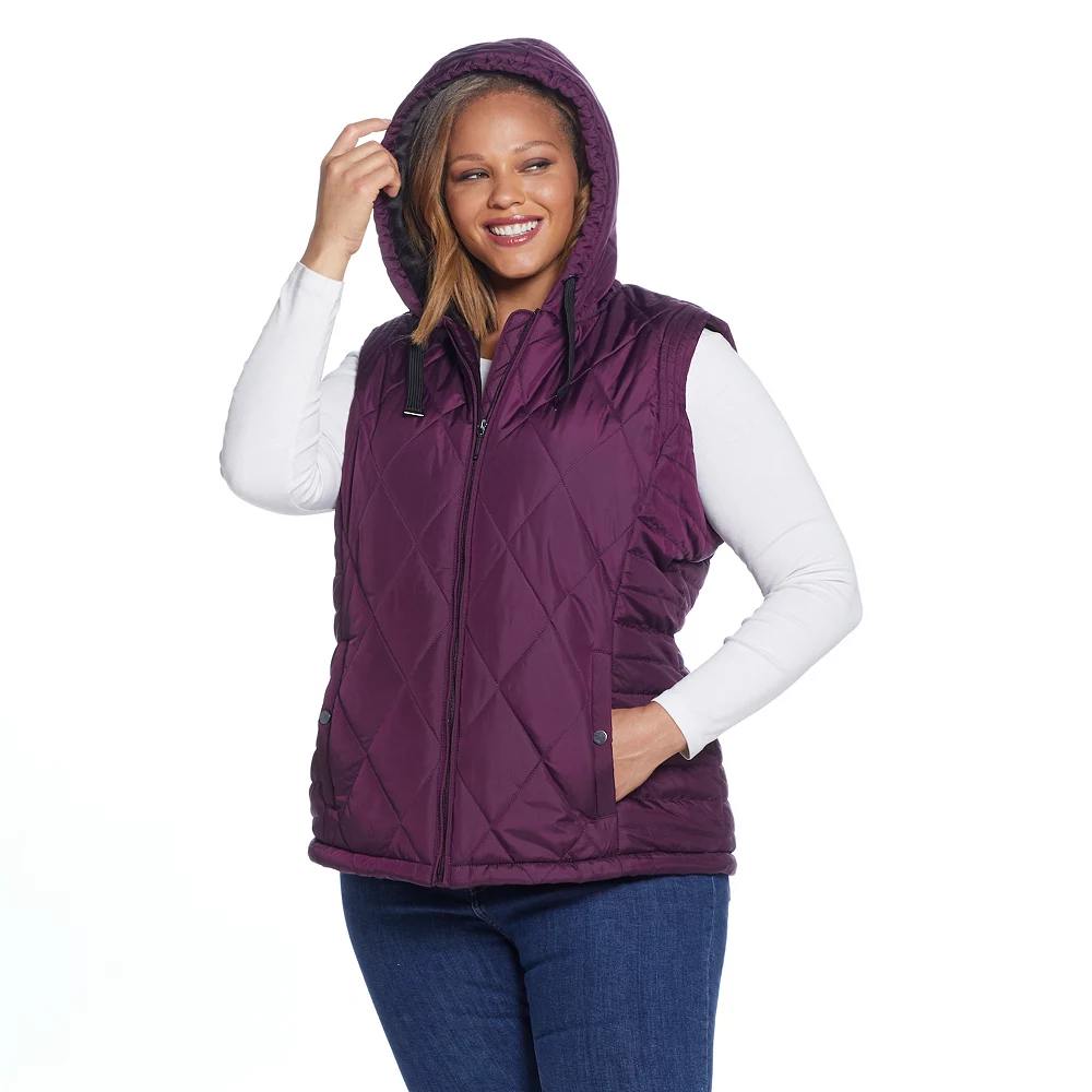 Plus Size Weathercast Hood Plush Lined Quilted Vest 5 Plus Size Weathercast Hood Plush Lined Quilted Vest - Image 5