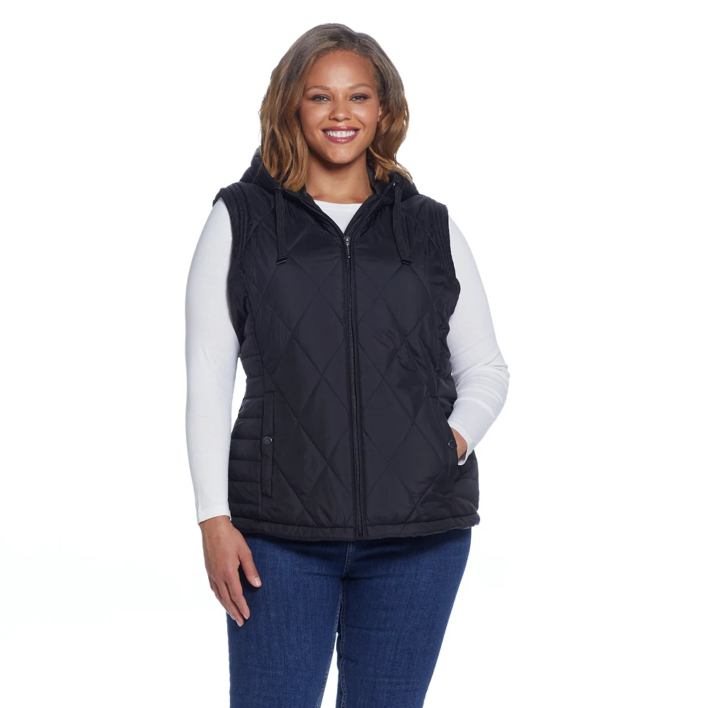Plus Size Weathercast Hood Plush Lined Quilted Vest 2 Plus Size Weathercast Hood Plush Lined Quilted Vest - Image 2
