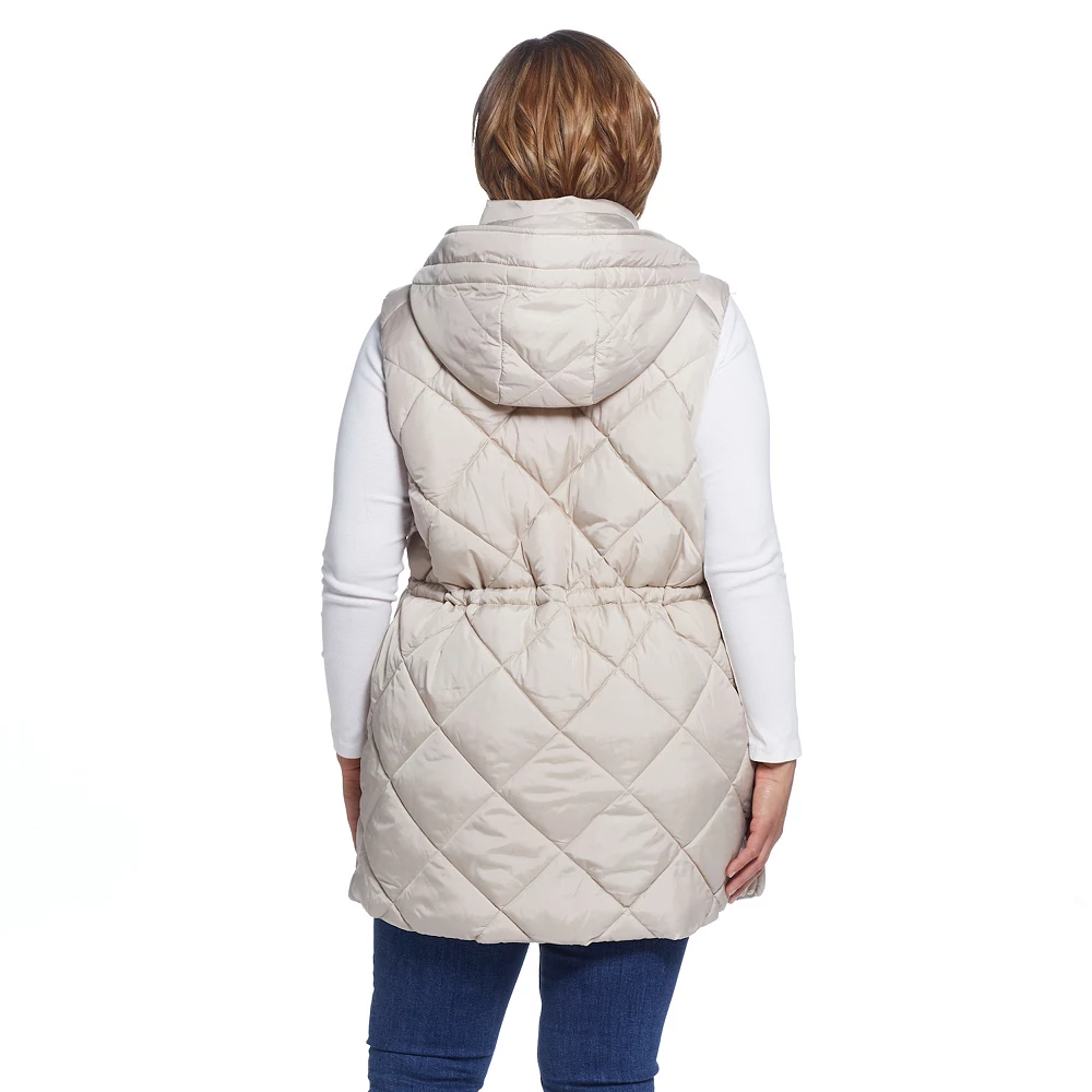 Plus Size Weathercast Quilted Long Vest - Image 3