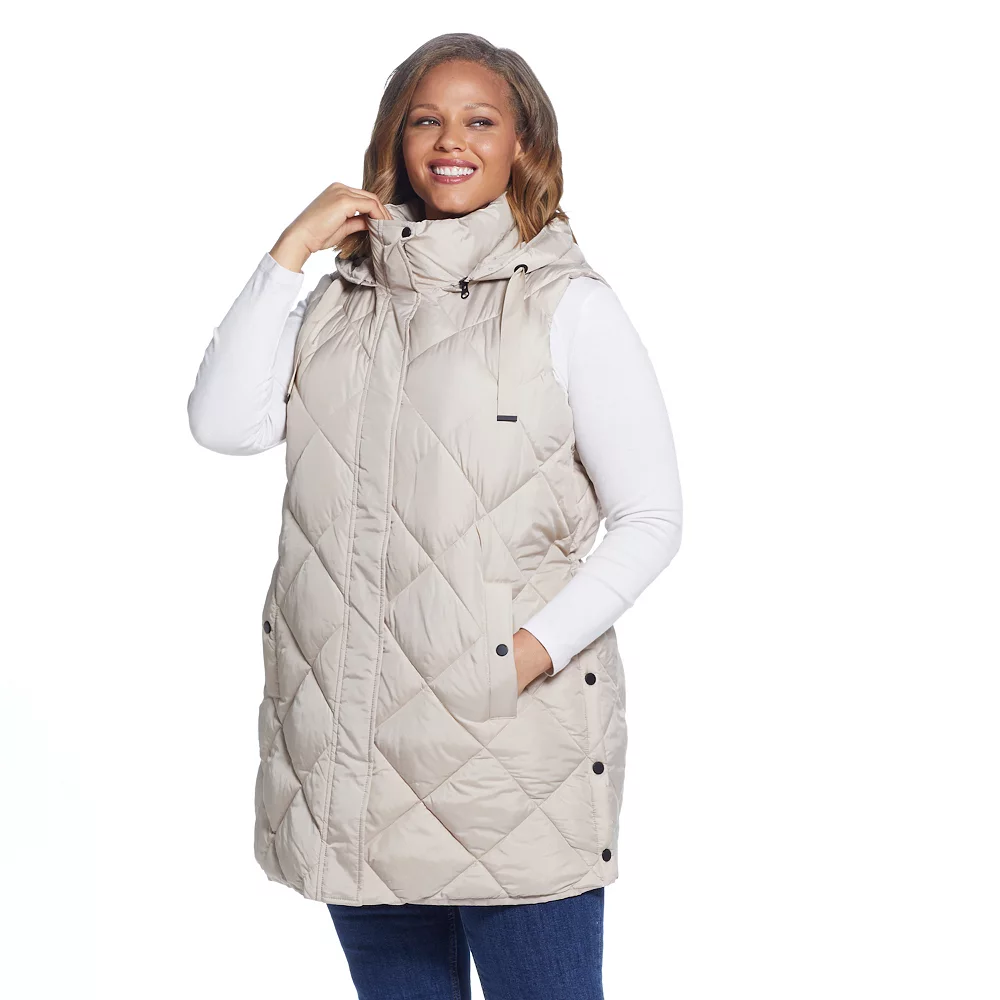 Plus Size Weathercast Quilted Long Vest - Image 4