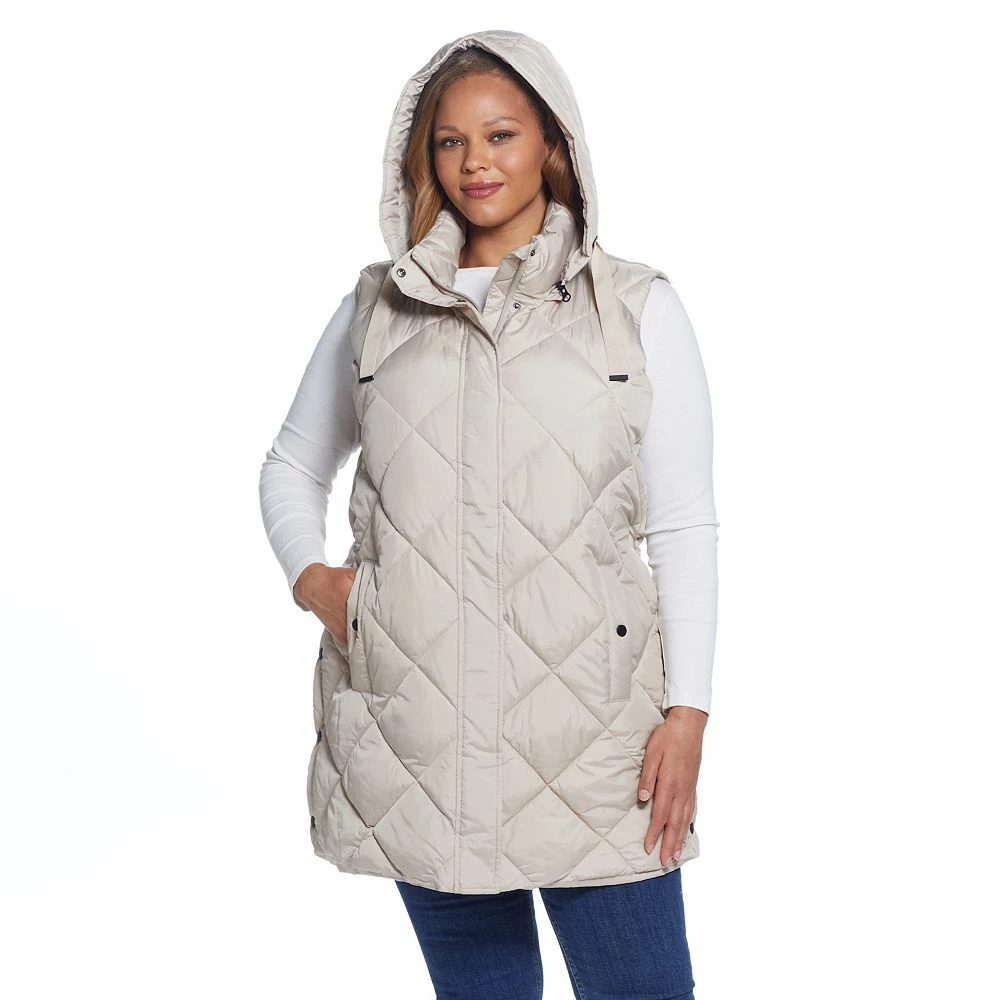 Plus Size Weathercast Quilted Long Vest - Image 5