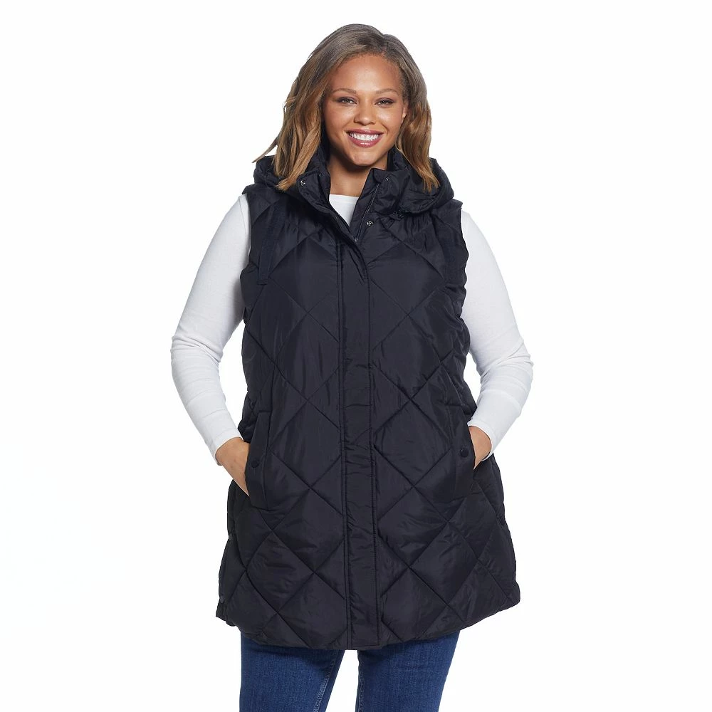 Plus Size Weathercast Quilted Long Vest