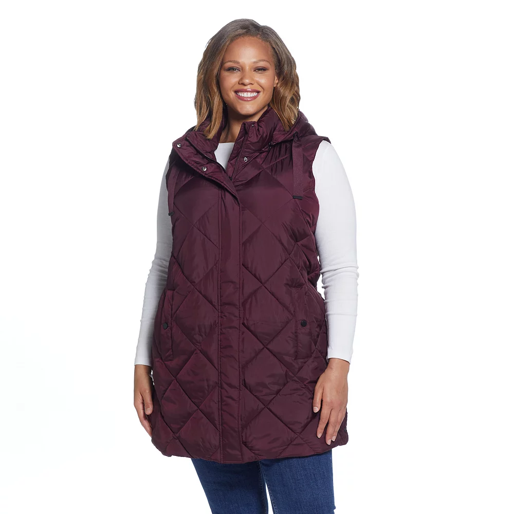 Plus Size Weathercast Quilted Long Vest - Image 2