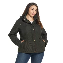 Plus Size Weathercast Faux-Suede Trim Quilted Jacket