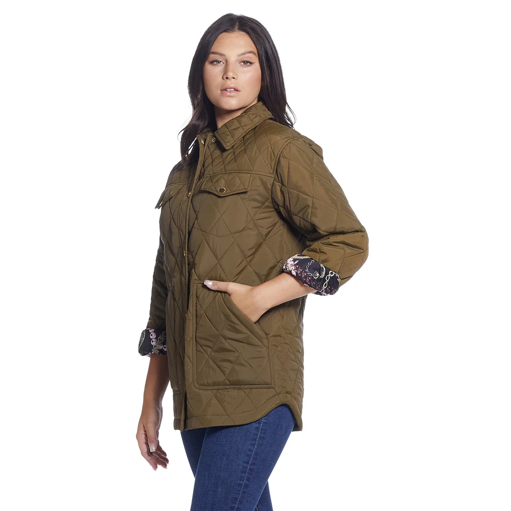 Women's Weathercast Print Lining Quilted Shacket - Image 4