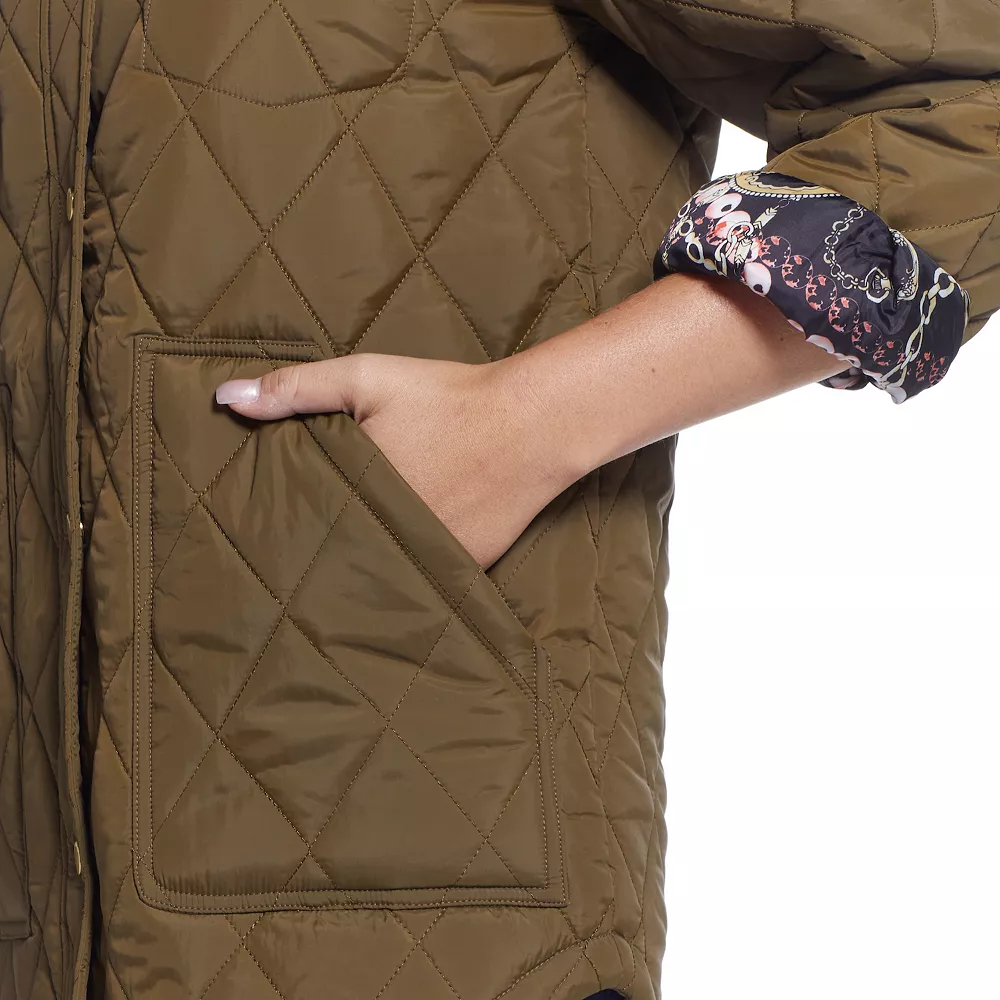 Women's Weathercast Print Lining Quilted Shacket - Image 8