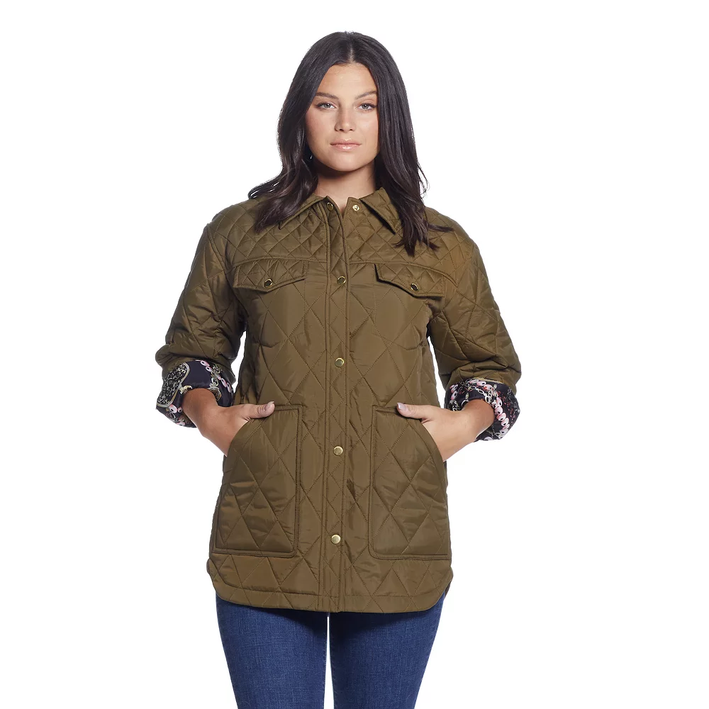 Women's Weathercast Print Lining Quilted Shacket