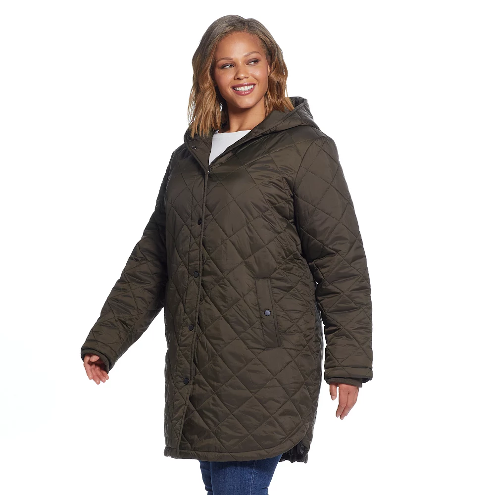Plus Size Weathercast Hood Quilted Duffle Jacket - Image 4