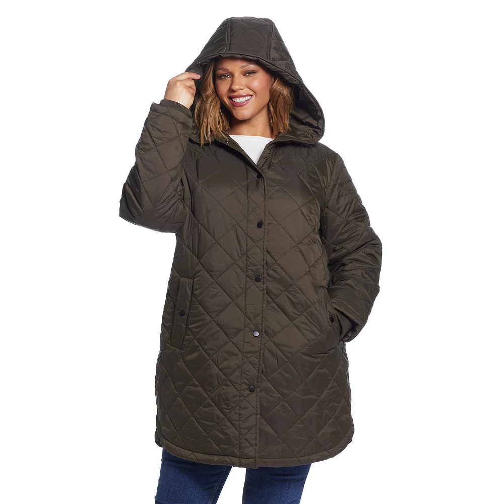Plus Size Weathercast Hood Quilted Duffle Jacket - Image 5
