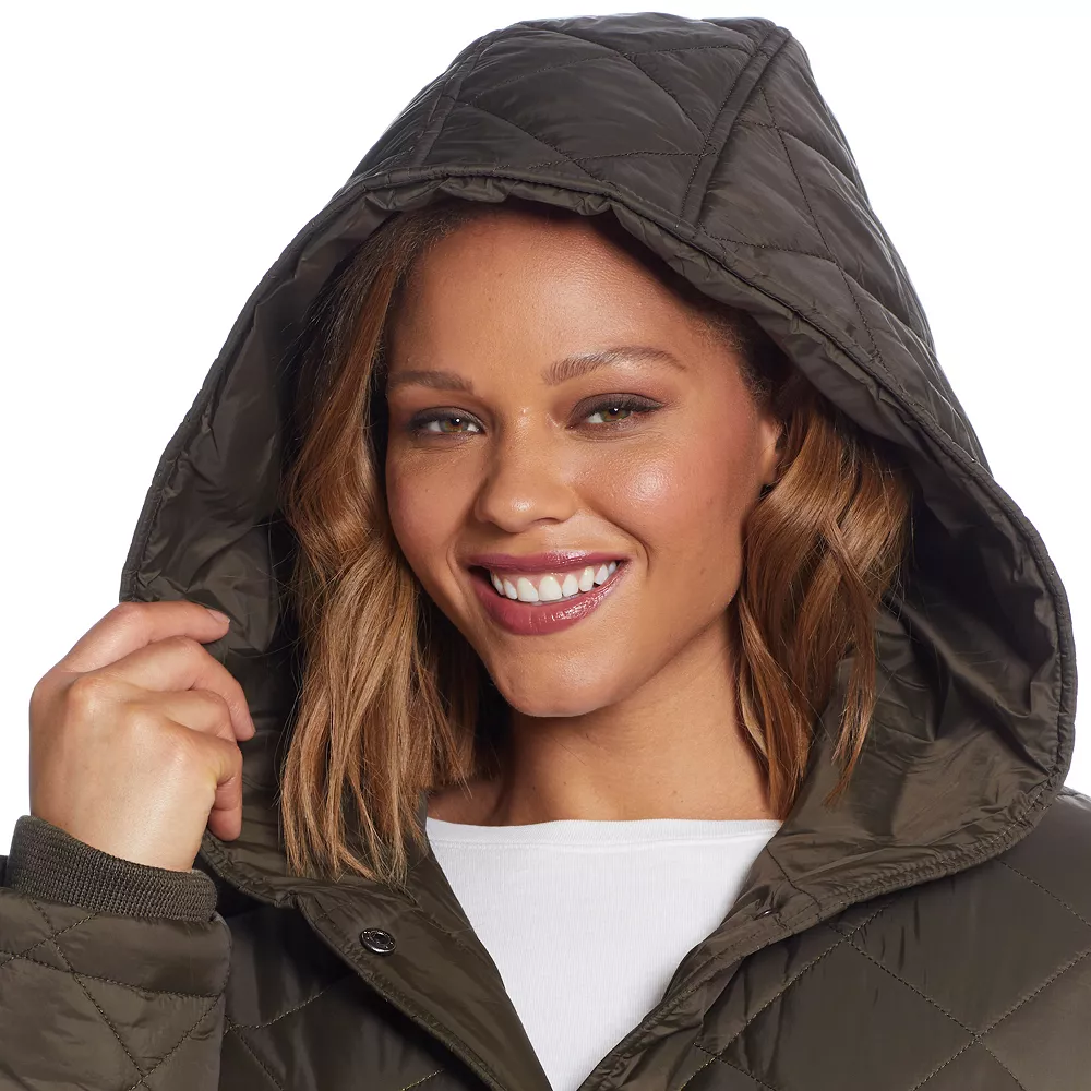 Plus Size Weathercast Hood Quilted Duffle Jacket - Image 9