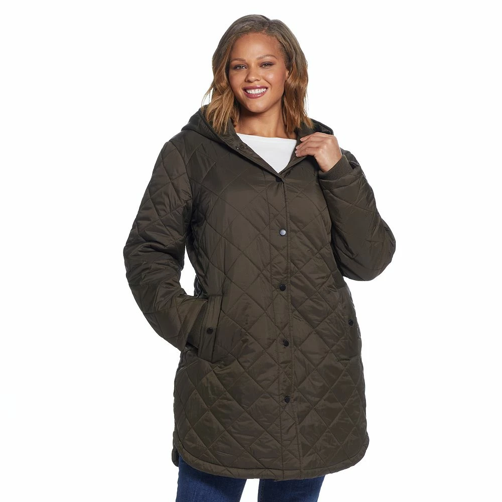 Plus Size Weathercast Hood Quilted Duffle Jacket