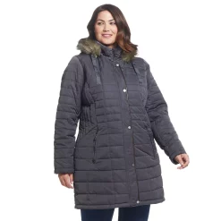 Plus Size Weathercast Faux-Fur Hood Puffer Coat