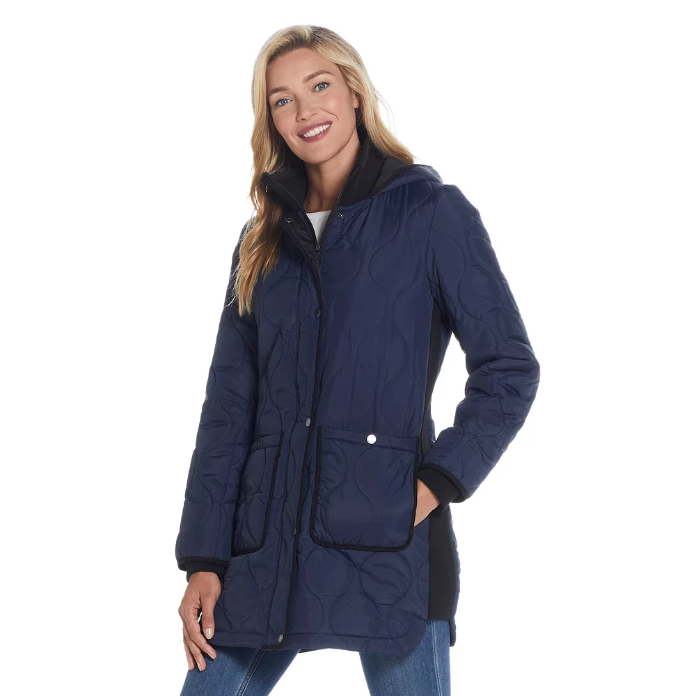 Women's Weathercast Hood Ribbed-Trim Quilted Walker Jacket - Image 4