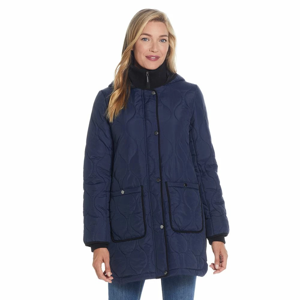 Women's Weathercast Hood Ribbed-Trim Quilted Walker Jacket - Image 5