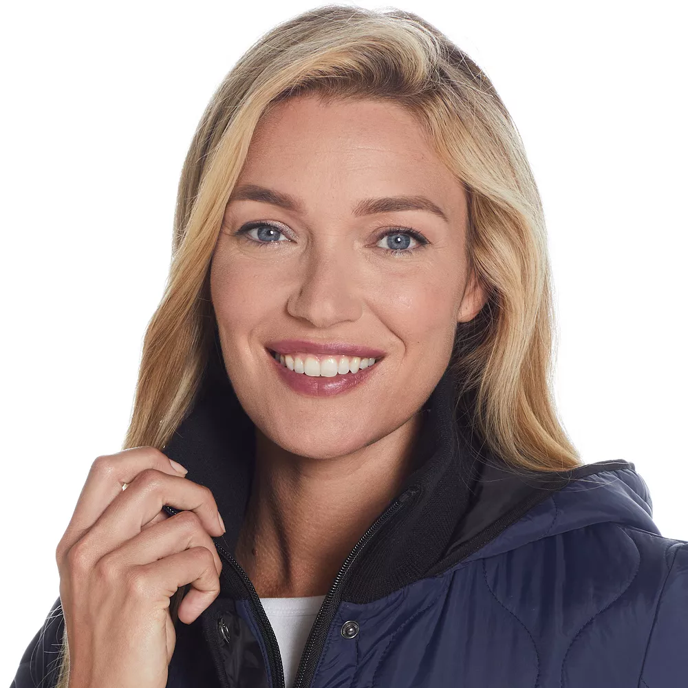 Women's Weathercast Hood Ribbed-Trim Quilted Walker Jacket - Image 6