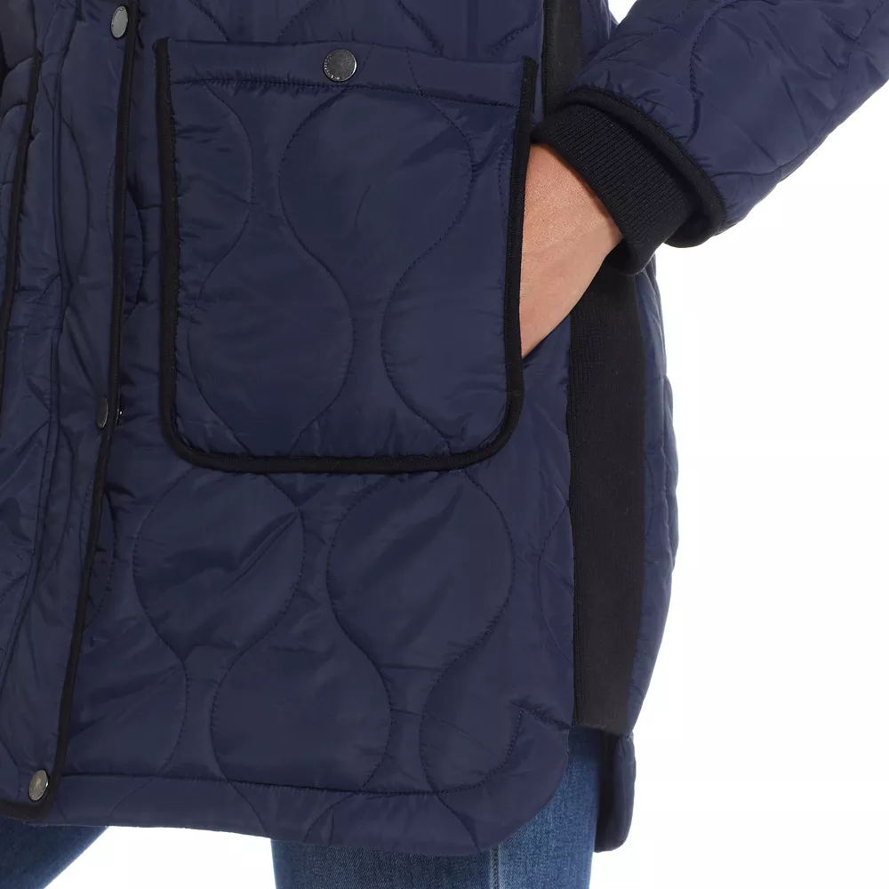 Women's Weathercast Hood Ribbed-Trim Quilted Walker Jacket - Image 7
