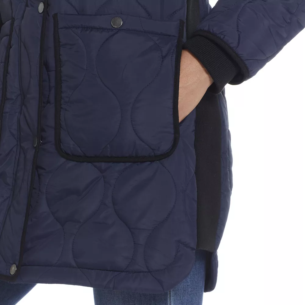 Women's Weathercast Hood Ribbed-Trim Quilted Walker Jacket - Image 10