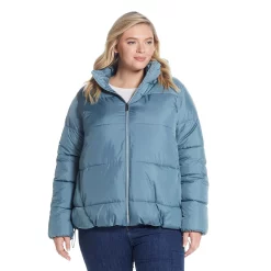 Plus Size Weathercast Hood Puffer Coat -Vanity Fair shop 5764994 Seawater