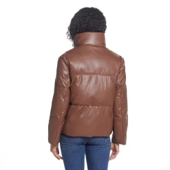 Women's Weathercast Faux-Leather Puffer Coat -Vanity Fair shop 5764995 ALT