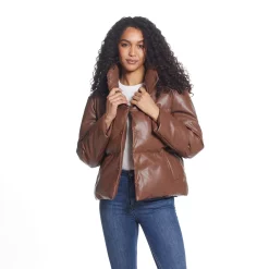 Women's Weathercast Faux-Leather Puffer Coat -Vanity Fair shop 5764995 ALT2