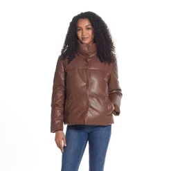 Women's Weathercast Faux-Leather Puffer Coat -Vanity Fair shop 5764995 ALT3