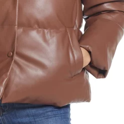 Women's Weathercast Faux-Leather Puffer Coat -Vanity Fair shop 5764995 ALT5