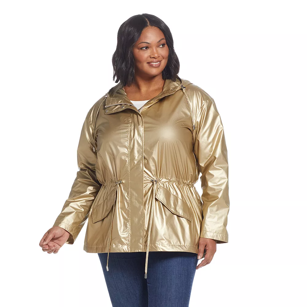 Plus Size Weathercast Metallic Anorak Jacket - Image 2